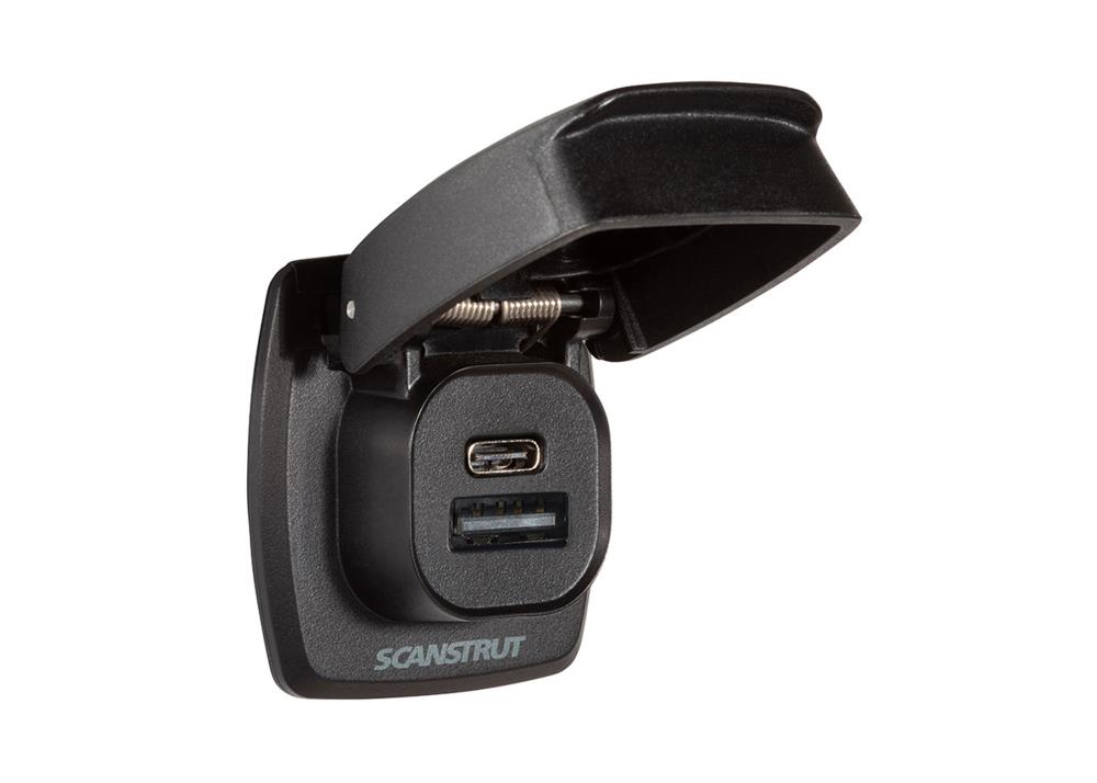 SCANSTRUT - Schnellladesteckdose wasserdicht / USB-A & USB-C