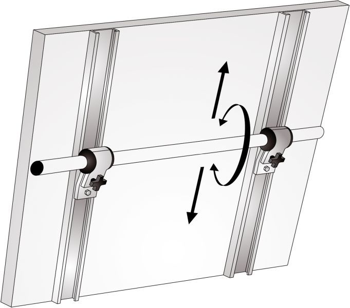 NOA - Relingshalterung verstellbar für Solarmodule an Ø 38