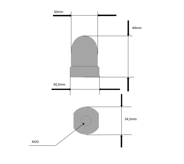 Wellenanode - Hutmutter Innengewinde ø 28/34 mm M20 x 250