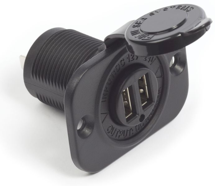 BLUE SEA - USB Einbausteckdose - 12 V schwarz doppelt