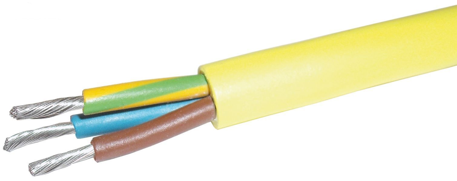 Kabel Polyurethan-Mantel gelb, verzinnt -  3G4 mm² - H07BQ-F