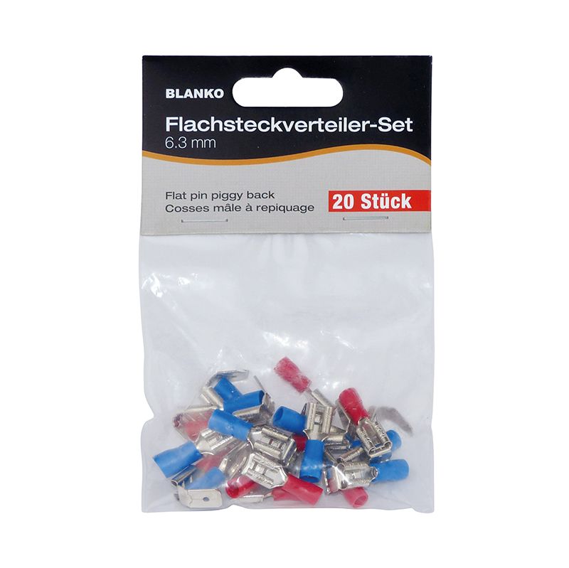 Flachsteckverteiler 6,35 mm, 1,5-2,5 mm², blau, 20 Stück