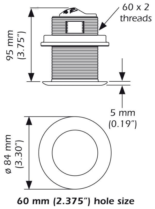 AIRMAR - B60 Durchbruchgeber - 12° Tilt Blauer Stecker