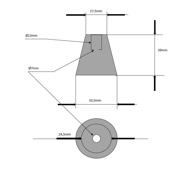 Wellenanode - konische Form - Welle ø 22/25 mm