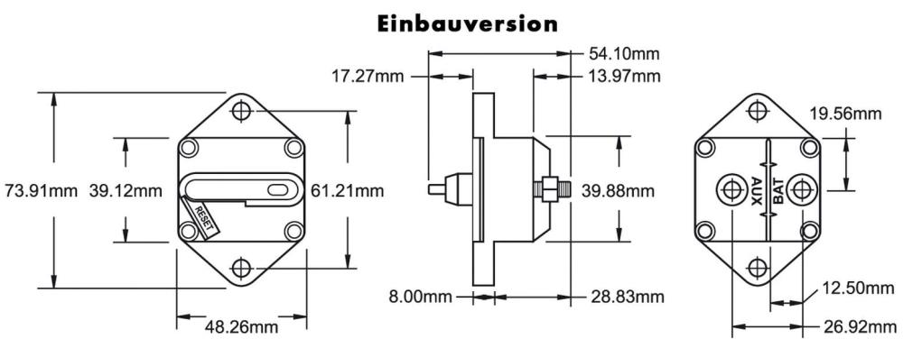 BLUE SEA - 120 A DC - 285-Serie Sicherungsautomat für EINBAU