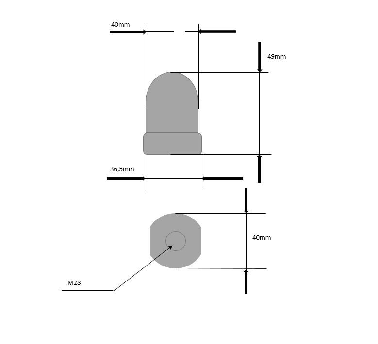 Wellenanode - Hutmutter Innengewinde ø 40 mm M28 x 250
