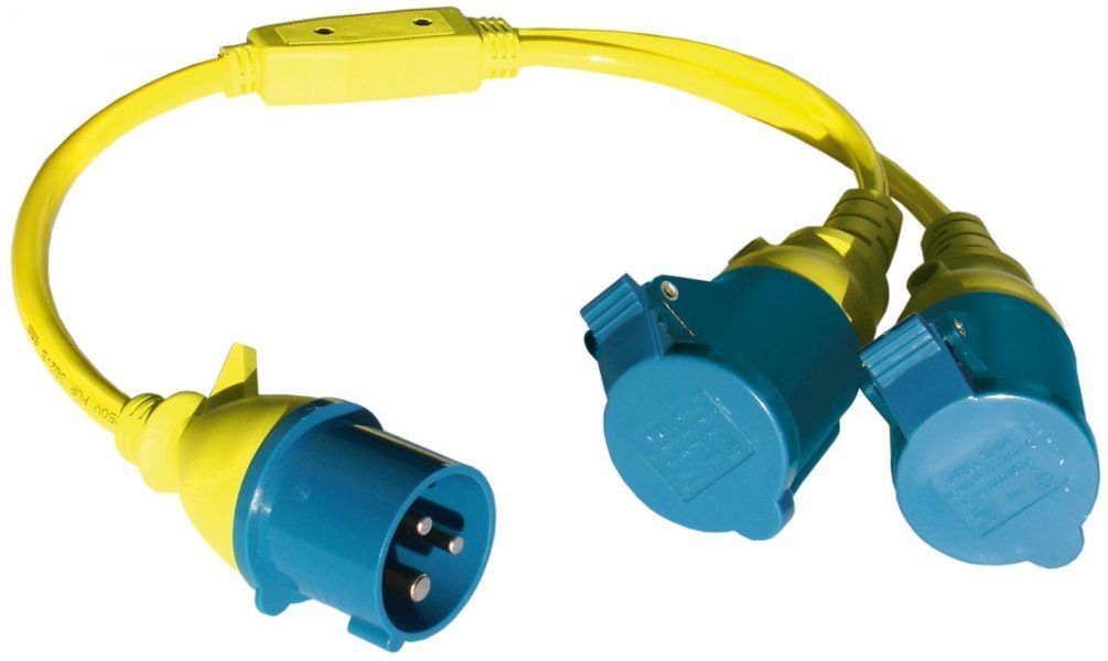 CEE - Y-Verteiler PVC - 2x Kupplung - 3 x 2,5 qmm gelb