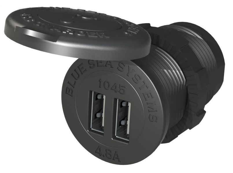 BLUE SEA - USB Einbausteckdose, doppelt, 12/24VDC, 4,8A